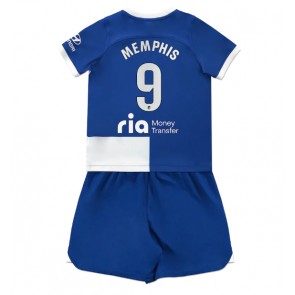 Atletico Madrid Memphis Depay #9 Replika Babytøj Udebanesæt Børn 2023-24 Kortærmet (+ Korte bukser)